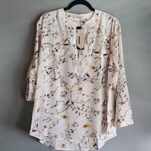 NWT XXL Chiffon Cream Floral Blouse